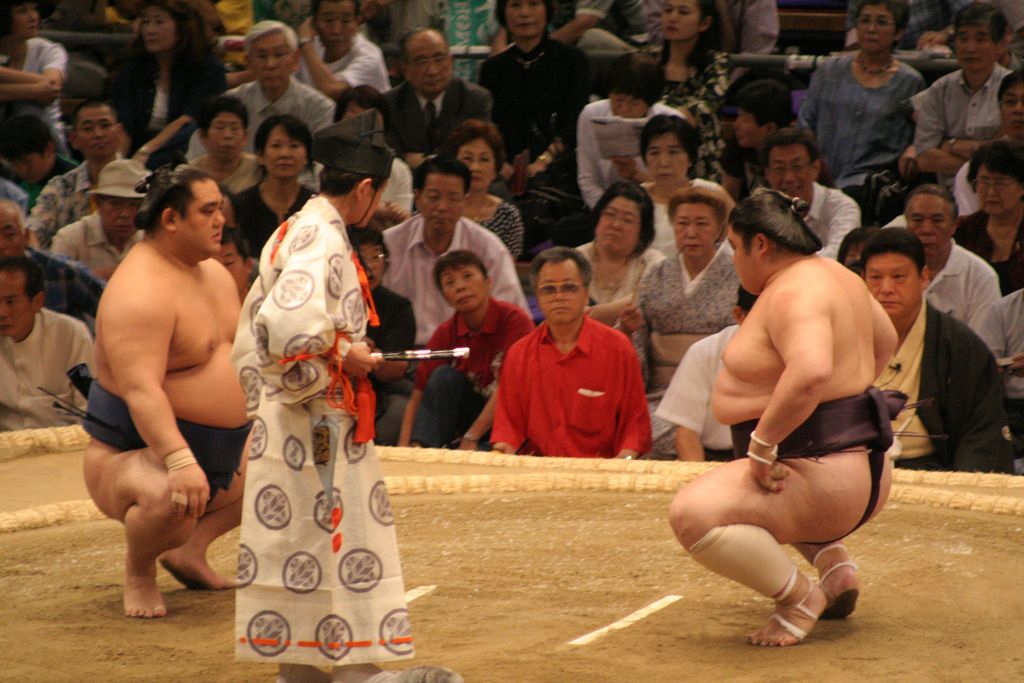R9669 Nagoya - dohyo de sumo - Wakanosato et Dejima s observent